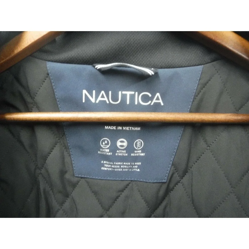 Nautica Stretch Jacket Mens Size 2XT Blue Quilt Lined Water Resistant Coat New